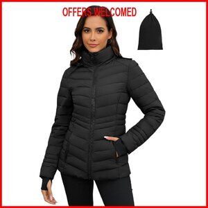 Packable Puffer Jacket with Hood Lightweight Winter Coat for Women